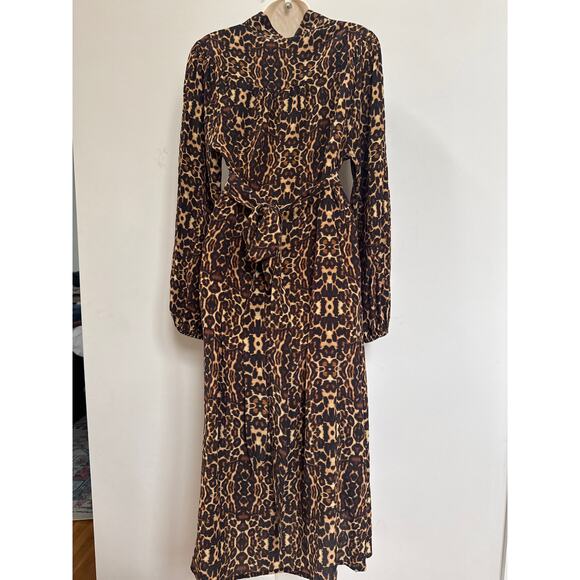 Figue Leopard Animal Print Long Sleeve Maxi Dress Size XL - Picture 7 of 8
